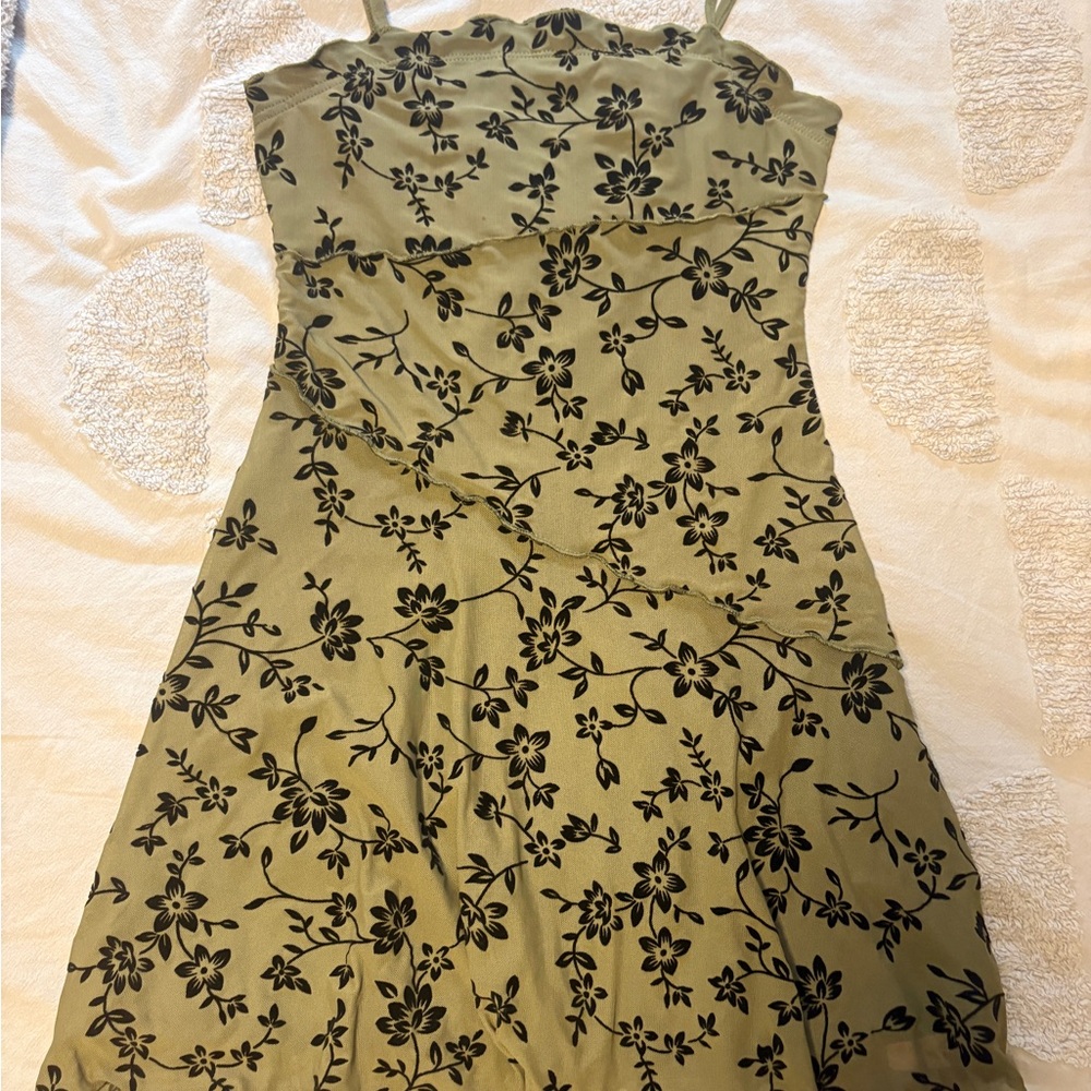 Floral Olive Green Dress
